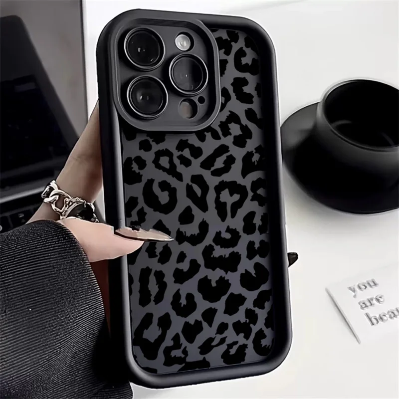 Phone Cases Dior - Black Leopard Print Pattern Silicone Phone
