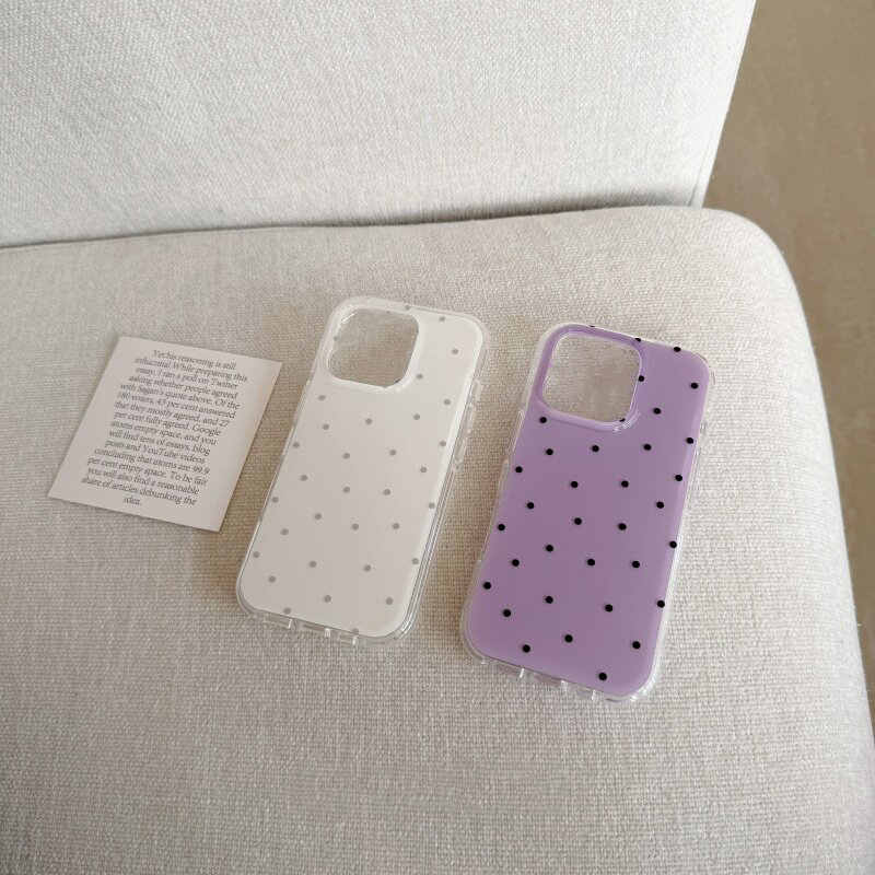 Phone Cases Polka Dot - Korean White & Purple Polka Dots