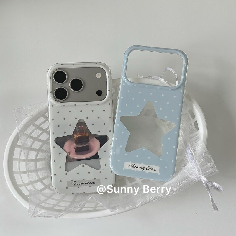 Phone Cases Polka Dot - Korean INS Polka Dots White BLue
