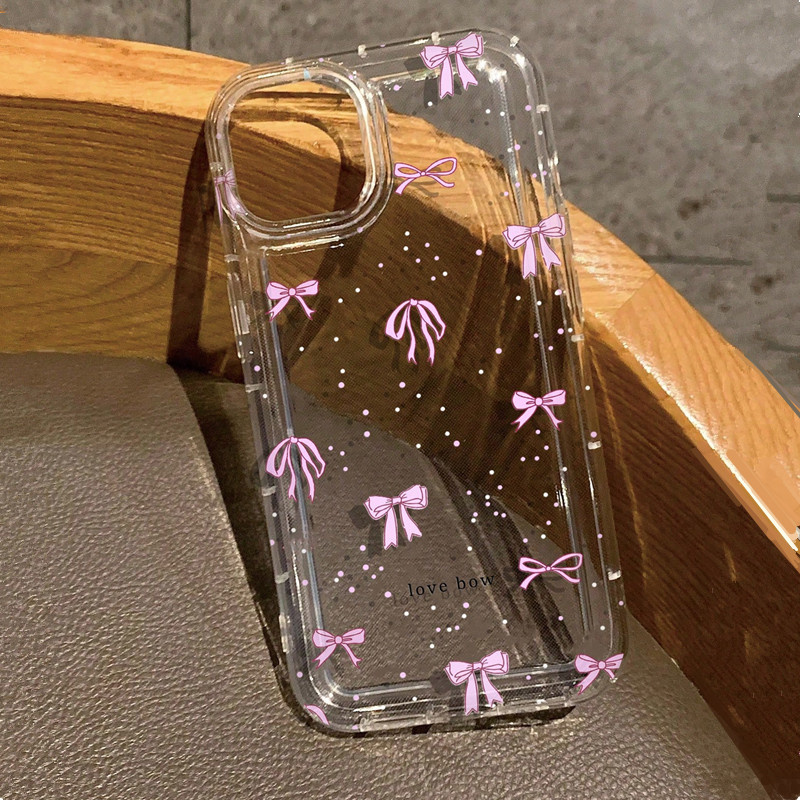 Phone Cases Dior - Colorful Bow Print Clear Case For