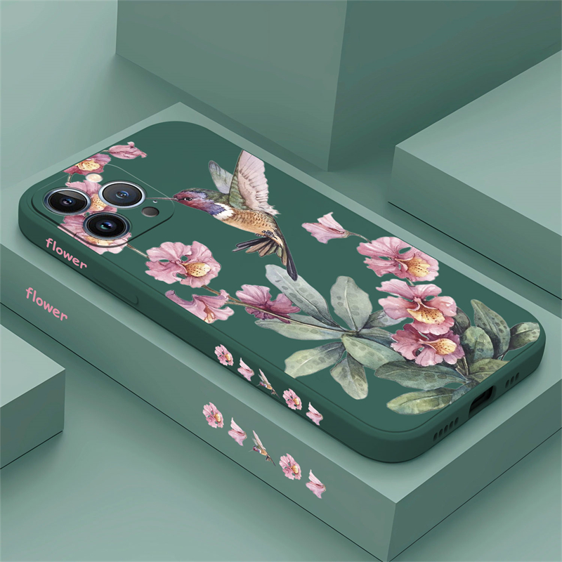 Phone Cases Dior - Painted Flowers Birds Phone Case For