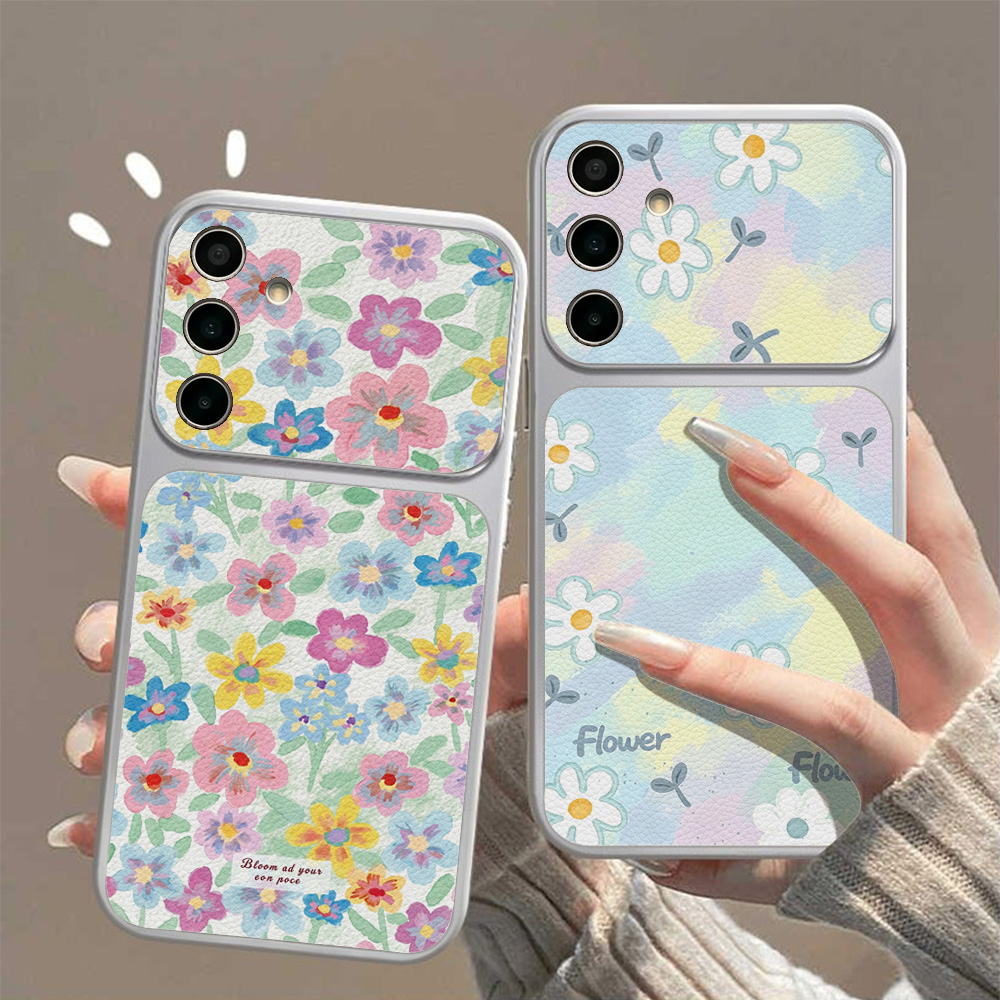 Phone Cases Samsung - Colorful Floral Leather Phone Case For