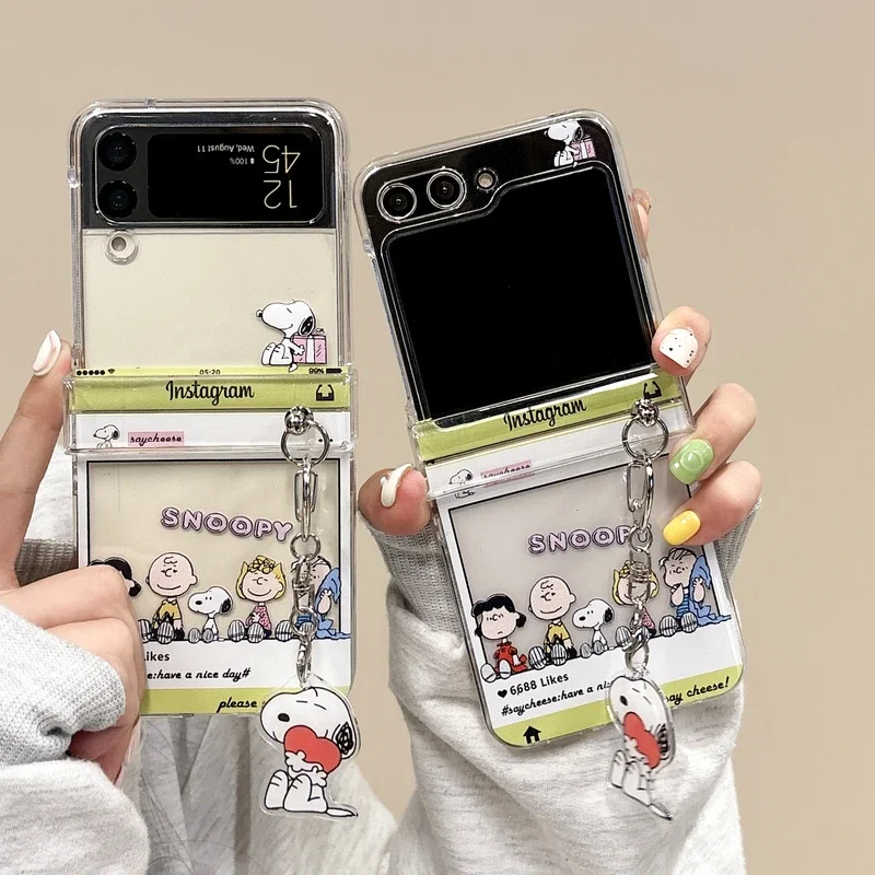 Phone Cases Z Flip 7 - Cute Cartoon Snoopy Charlie Brown Transparent
