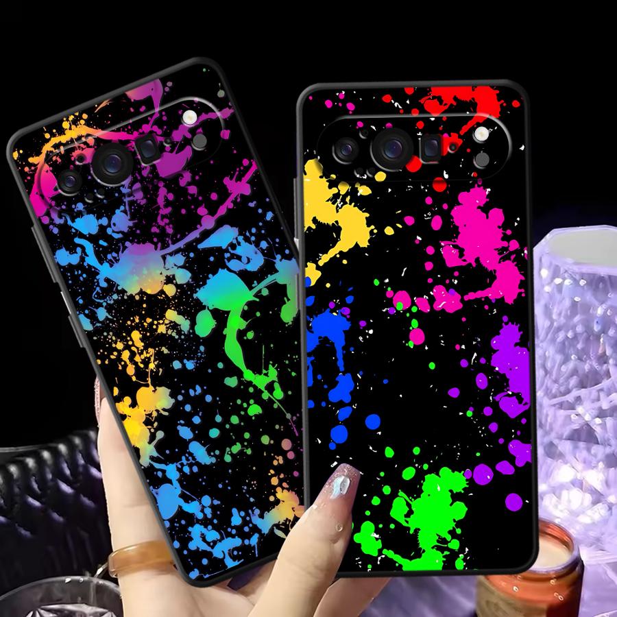 Phone Cases Pixel 9A - Rainbow Paint Splatters Funda Phone Cover