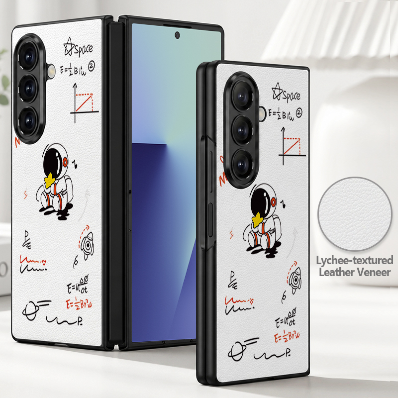 Phone Cases Z Fold 5 - Cartoon Astronaut Printed PU Leather Phone