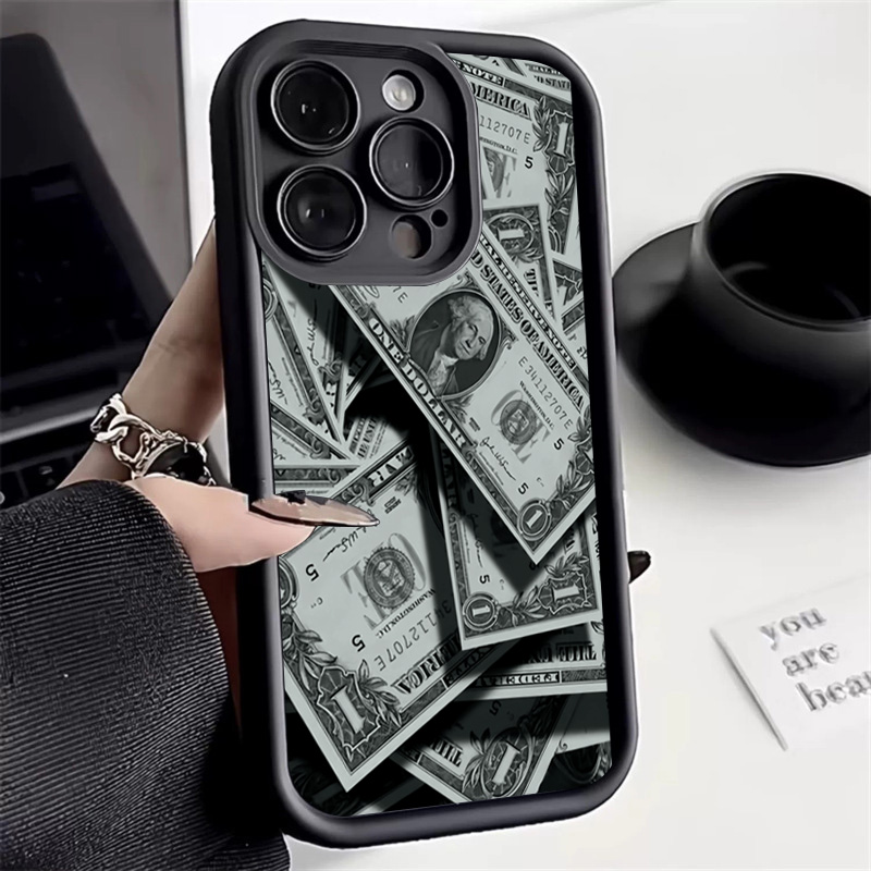 Phone Cases Dior - Black Bamboo Full-Coverage Banknote Design Silicone