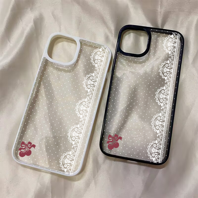 Cute Cherry Bow White Lace Pol - огляд і ціна Phone Cases Polka Dot