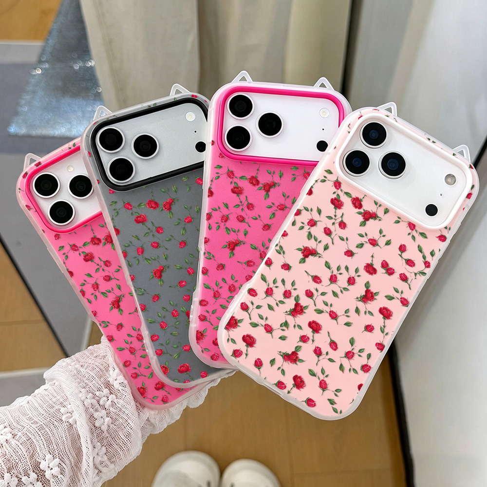 Red Rose Flower Cat Ear Phone  - огляд і ціна Phone Cases Iphone 17 Pro